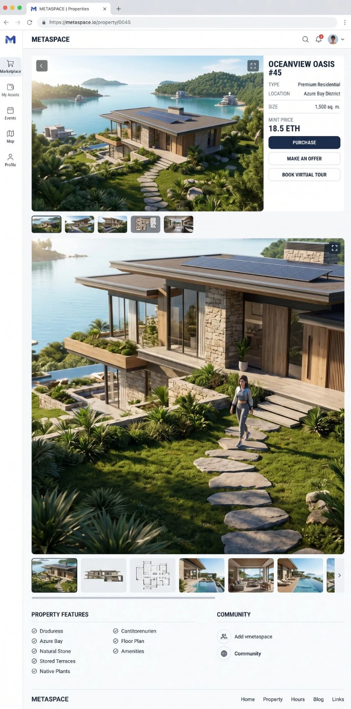 1:2 generate a picture of a beautiful ultra realistic 3D property in a metaverse on a web page